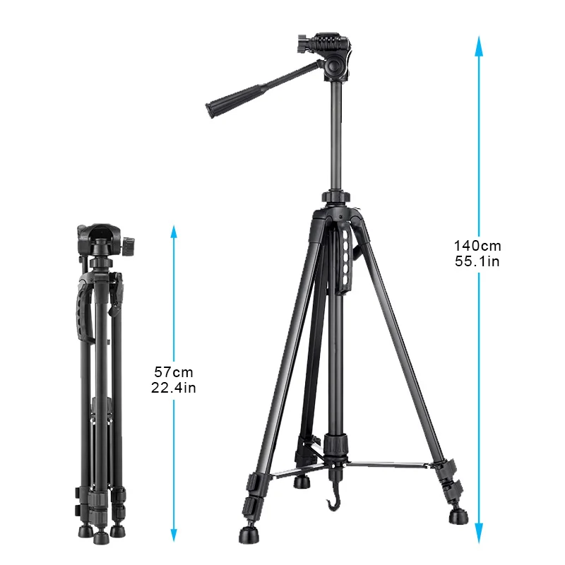 140 см/55in Профессиональный мини штатив Стенд для Камера WF-3520 черный штатив раздвижной треножник для фото с ручкой шаровой головкой