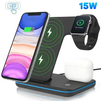 

Fast charging 15W Qi Wireless Fast Charging Stand Charger for iPhone 11 for iWatch 4 3 Type-C Phone Accessories Wireless charge