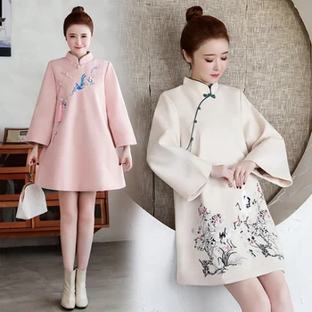 

Women Korean Style Wool Coat Winter Warm Jacket Pink Cashmere Coat Woolen Embroidered Thickened Office Lady Ladies Coats