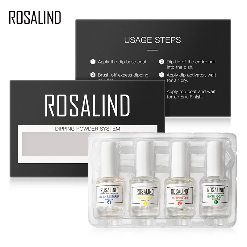 ROSALIND Dip порошок Набор голографические наклейки для ногтей блеск набор для украшения ногтей все для маникюра натуральный сухой без лампы