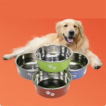 

Singe Dog Stainless Stee Bowls Cat Travel Footprint Feeding Dish Pet Feeder Puppy Food Water Bowl Outdoor Drinker Pets Tableware