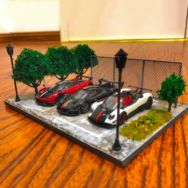 

1/64 two parking spaces parking lot area scene simulation Set traffic tools vehicle car model accessories Platform block toys