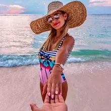 Сексуальный цветной Цельный купальник с принтом, Женский винтажный Ретро купальник с кокосовой пальмой, бандаж, два плеча, открытая спина, монокини