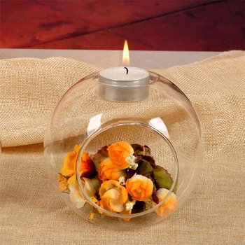 

Glass Vase Candle Holder Bauble Vase Wedding Home Wedding Micro-Landscape Decor Candlestick Transparent Flower Vases