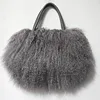 Winter Real Mongolia Lamb Fur Handbag Women Casual Tibet Long Hair Natural Fur Shoulder Bag Genuine Tote Bags Femme 6