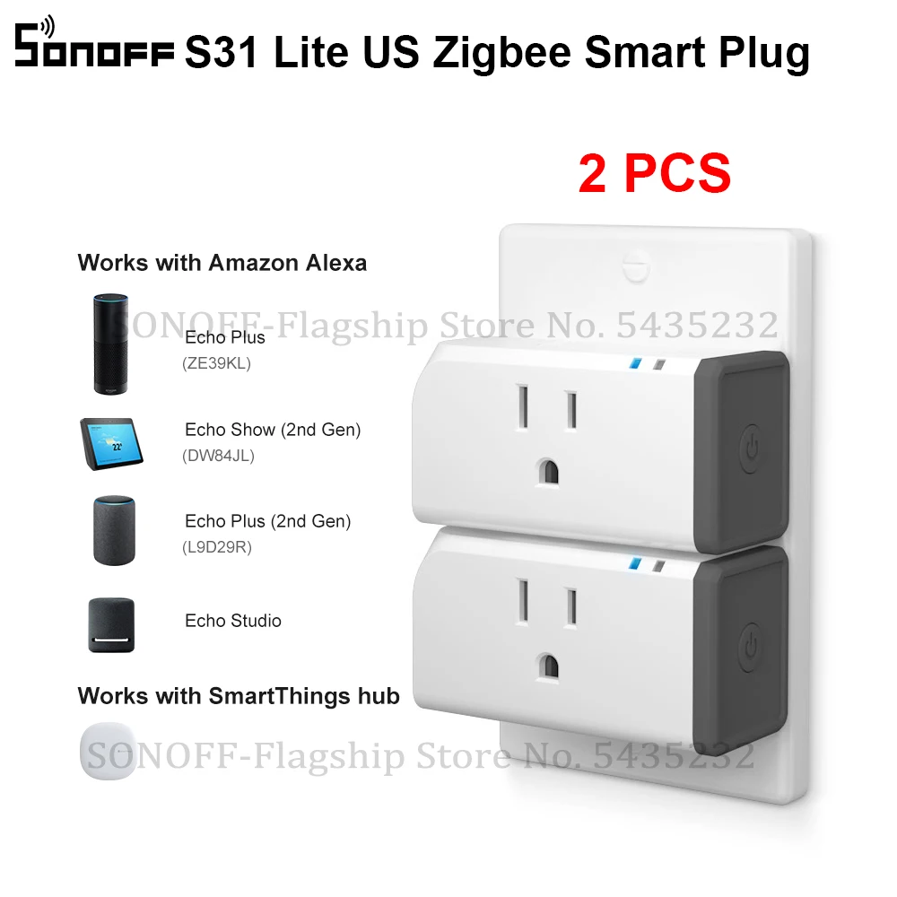 Умная розетка Itead SONOFF S31 Lite US 2 шт. штепсельная вилка Zigbee голосовое дистанционное