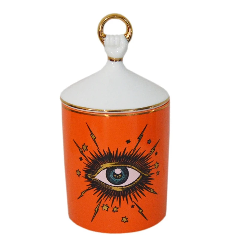 

Big Eye Starry Sky Incense Candle Holder with Hand Lid Aromatherapy Candle Jar Diy Handmade Candelabras Home Desk Decoration