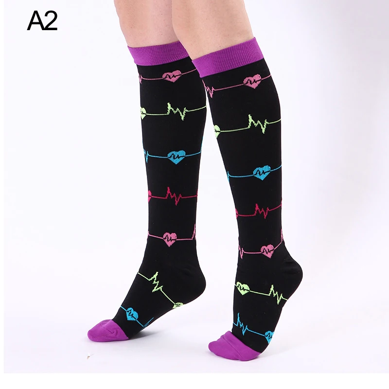 Женские и мужские Спортивные Компрессионные носки унисекс для медсестер, эластичные женские носки для фитнеса - Цвет: A2