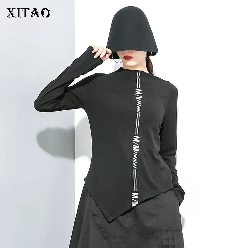 XITAO необычная тонкая футболка черный принт с буквами женская одежда 2019 модная