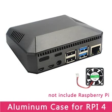 Carcasa Raspberry Pi 4 Modelo B carcasa de Metal de aluminio ABS con interruptor de alimentación + ventilador de refrigeración + disipadores de calor para Raspberry Pi 4