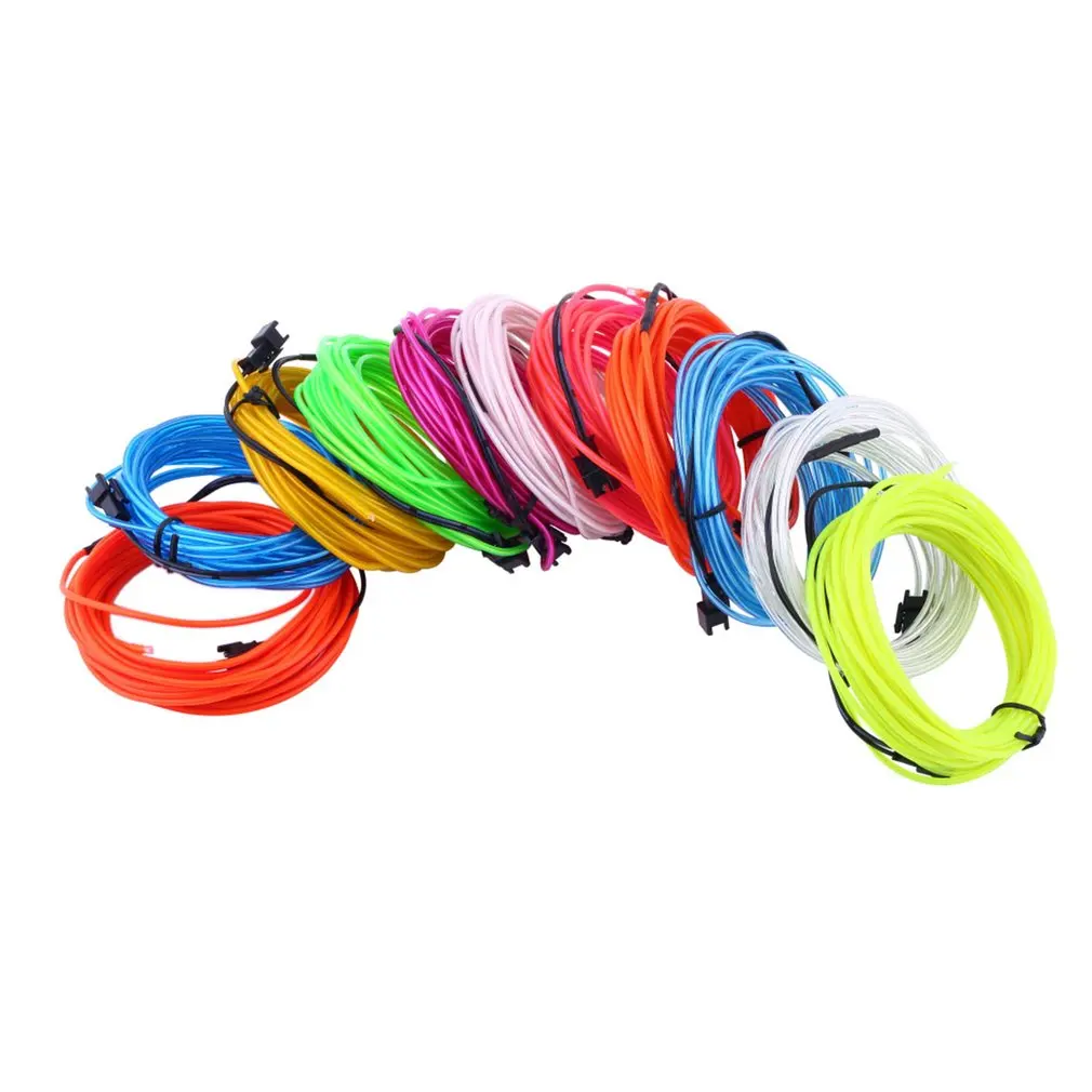 1pc 3M Flexible EL Wire Tube Rope Battery Powered Flexible Neon Light Car Party Wedding Decoration With Controller 1pc 3M Flexible EL Wire Tube Rope Battery Powered Flexible Neon Light Car Party Wedding Decoration With Controller