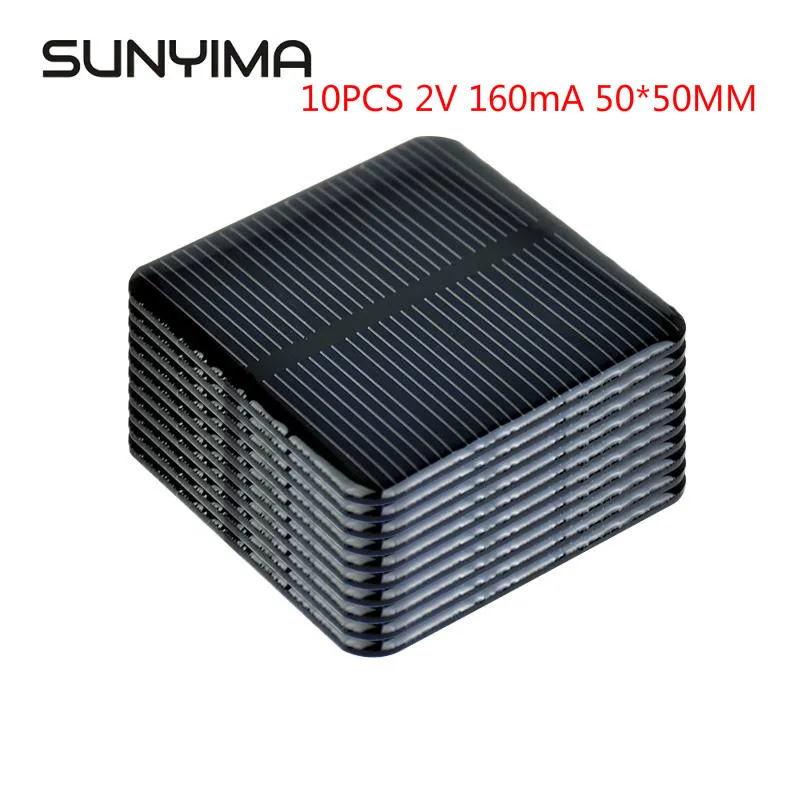 Sunyima 10Pcs 2V 160mA 50*50Mm Zonnepanelen Diy Voor Batterij Mobiele Telefoon Opladers Monokristallijn Silicium module Voor Camping|Zonnecellen| - AliExpress