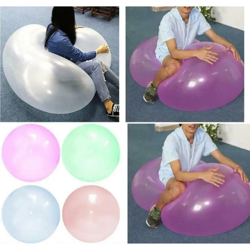 Children's Soft Blow Ball 1pc 5 Colors Outdoor Transparent Bubble Ball Inflatable Funny Creative Photosphere for Kids Gift baby toys,multi color punch balloons