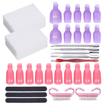 

Nail Polish Remover Tools Set Soak Off UV Gel 20pcs Cap Clip 1000pcs Wrap Tool Sanding Brush Tips For Fingers Cotton Nail Clean