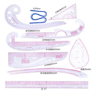 

9pcs/set Sewing Tailor Straight French Curve Rulers Drawing Line Measure Multifunctional DIY Clothing Patchwork Craft