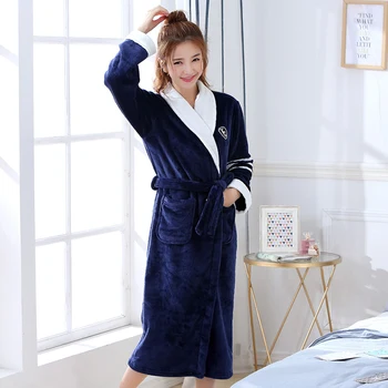 

Soft Warm Lady Kimono Bathrobe Gown Pocket Sleepwear Intimate Lingerie Autumn Winter Flannel Short Nightwear Home Clothing
