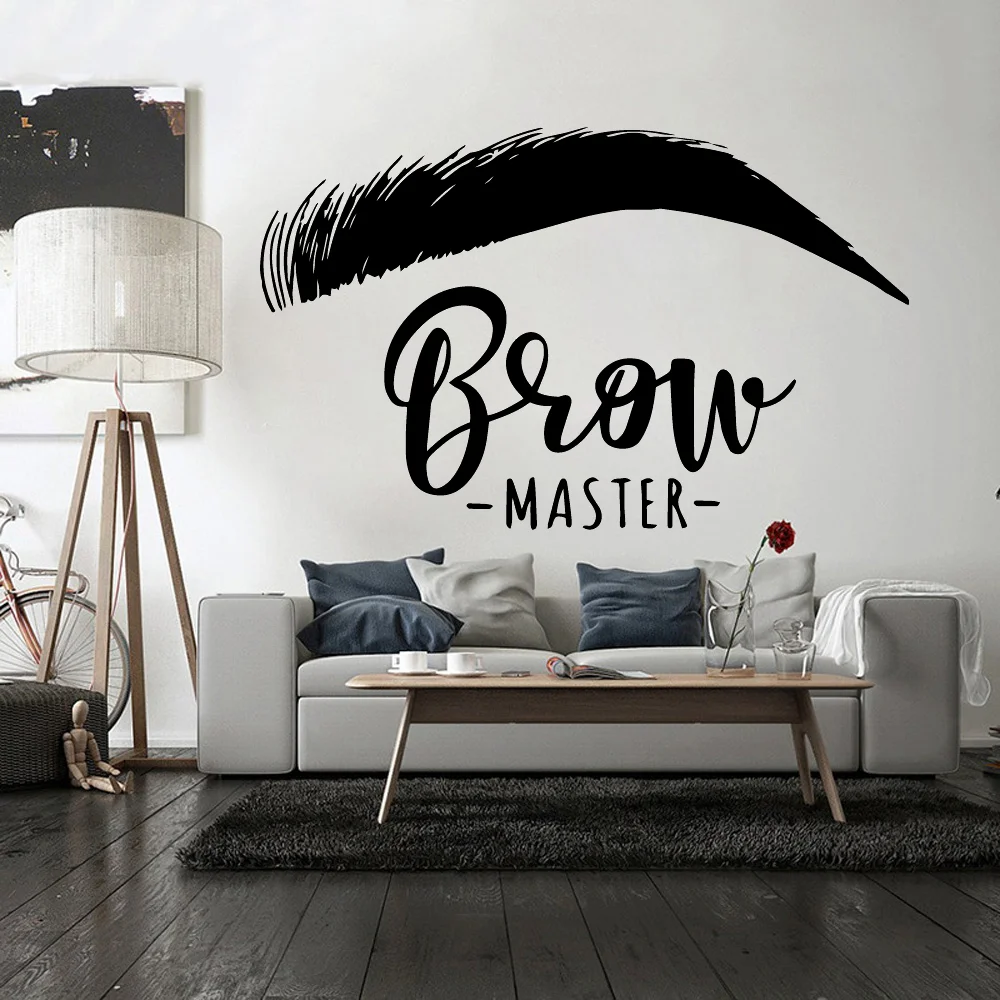 Beautiful Brow Wall Sticker Eyelashes Decor Vinyl Decal For Beauty Salon Room Stickers Eyebrows Wall Decals For Brow Bar Poster wall stickers