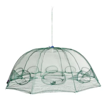 

10 Hole Portable Foldable Fishing Net Mesh Landing Net Fish Shrimp Cage Minnow Crab Baits Cast Mesh Trap Fishing Accessories