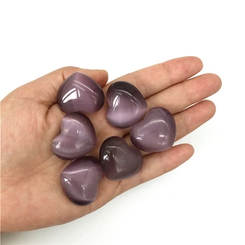 

Beautiful 1pc Purple Cat Eye Stone Heart Shaped Crystal Stones Gem Healing Stones Gifts Decor Natural Quartz Crystals