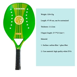 Professional New Carbon Beach Tennis Racket Paddle EVA Friction Face Raqueta With Black Bag Sports Athletes Supply Padal