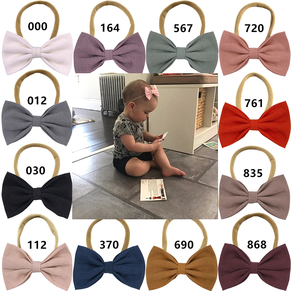 

Повязка на голову с бантом из хлопчатобумажной ткани для маленьких девочек, мягкая эластичная лента для волос, аксессуары для волос, головной убор