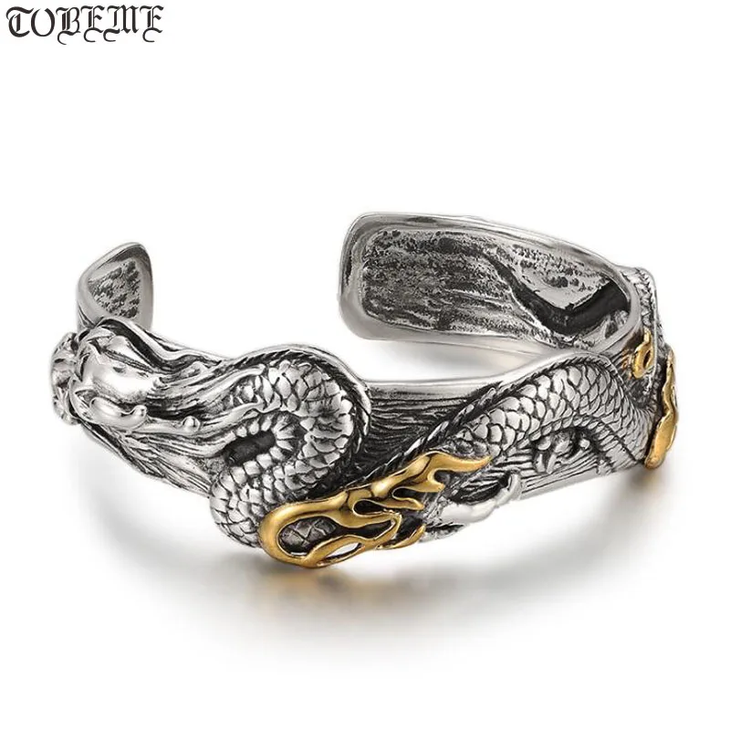 

Handmade 925 Silver Dragon Bangle 925 Sterling Unisex Bangle Hiphop Rock Jewelry Dragon Bracelet Bangle
