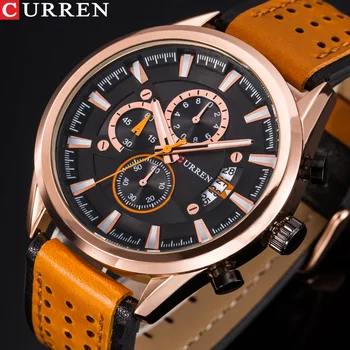 

CURREN Top Brand Men Sports Watches Men Quartz Male Clock Chronograph Fashion Date Leather Wrist Watch Hodinky Relogio Masculino