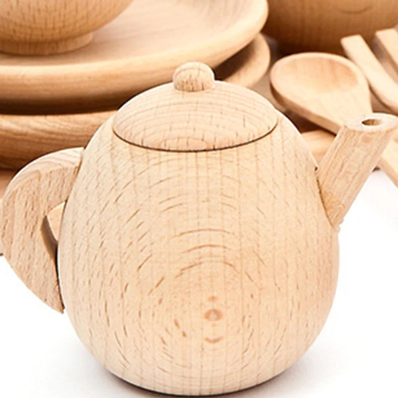 

Hot Wooden Toy Baby Toys Baby Gift Set Wooden Cutlery Wooden Baby Teeth Toddler Pretend Play Kitchen Beads