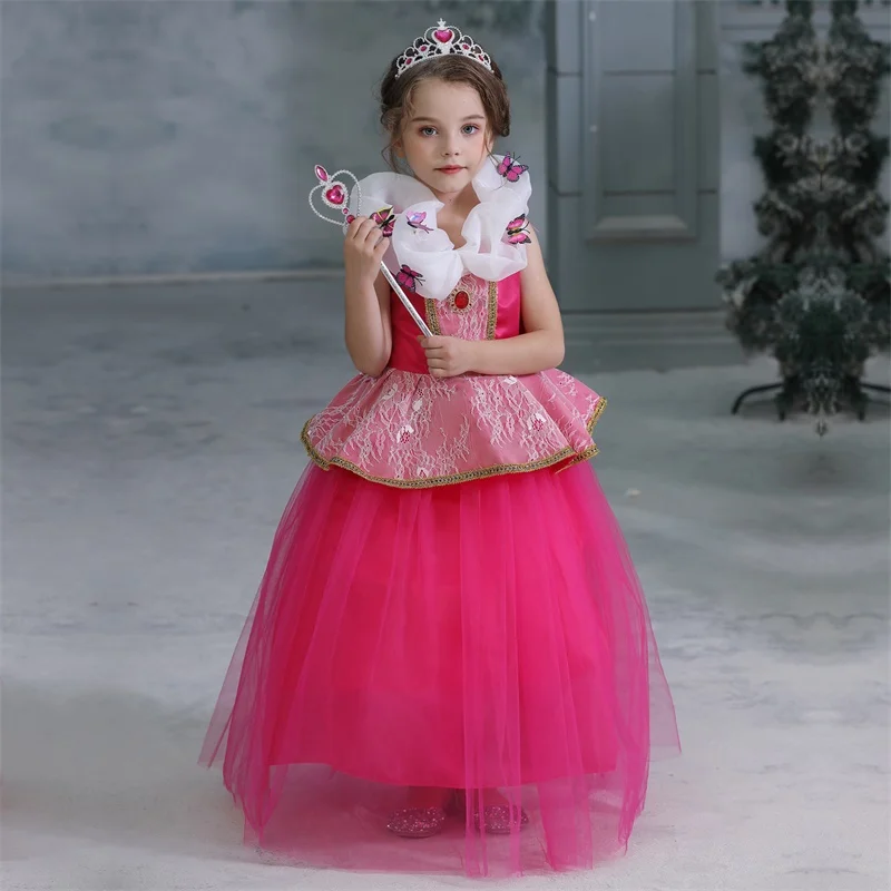 Нарядное платье для маленьких девочек; маскарадные костюмы на хэллоуин; платья принцессы авроры; карнавальные вечерние платья; детская одежда «спящая красавица»