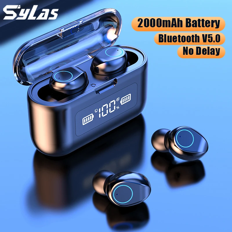 Sylas Wireless Bluetooth Earphones Headphones TWS 2000mAh Charging Box Waterptoof Wireless Earbuds With Microphones For Phone