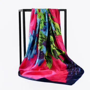 

New luxury quality silk Spring and summe lady print large square scarf Sunscreen shawls women fashion hair neck beach hijab