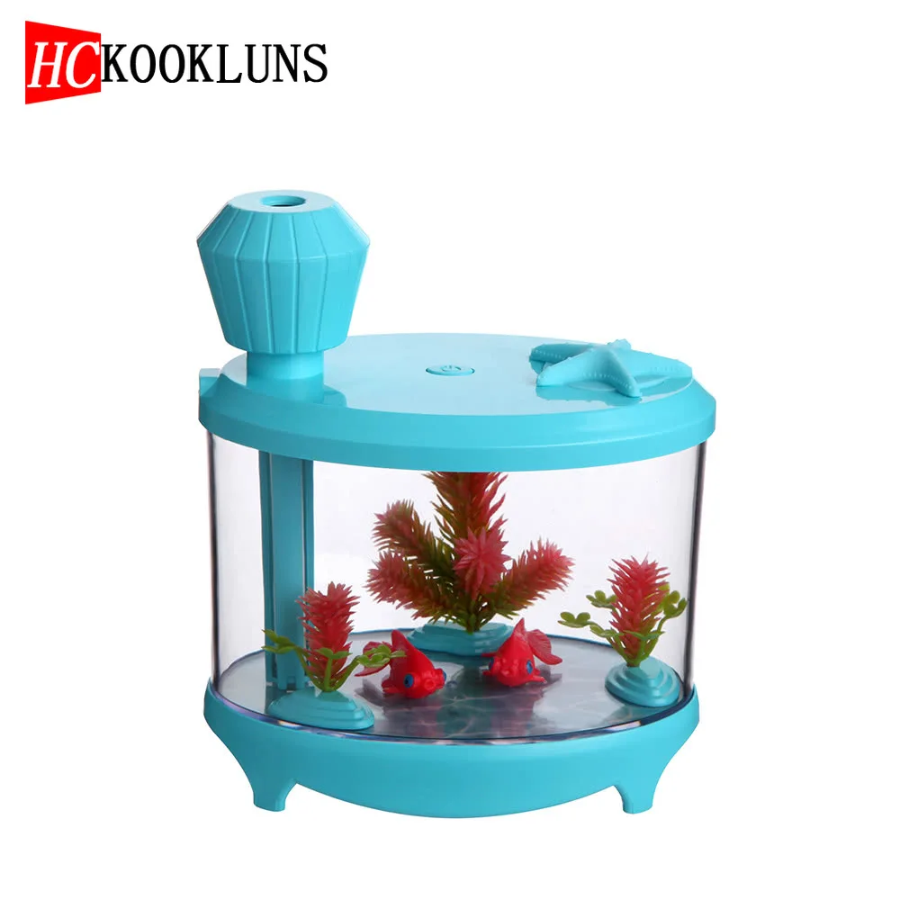 

Novel Fish Tank LED Night Light Ultrasonic Air Humidifier Purifier Misting Maker Lamp High Capacity Sprayer USB Fresh Filter