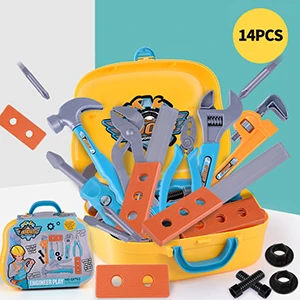 14 Pcs Детский игровой домик Портативный набор инструментов игрушка мальчик моделирование отвертка разборка и разбор и Ремонт набор инструментов режим обучения - Цвет: 14 Pcs