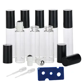 

5pcs 10 ml Leakproof Roller Ball Roll on Bottle for Essential Oil Thick Glass Refillable Perfume Bottle Empty Cosmetic Container