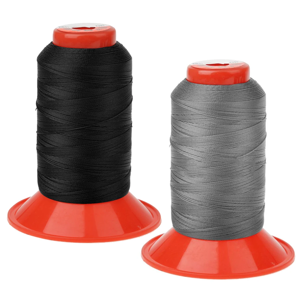 2Pcs Black & Grey Strong Nylon Sewing Thread 500 meters Heavy Duty Spools