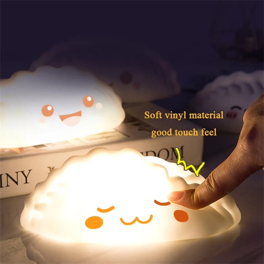 Cute LED Night Light Bun Dumpling Cartoon Bedroom Holiday Home Decoration Soft Lamp Christmas Children Gifts 5