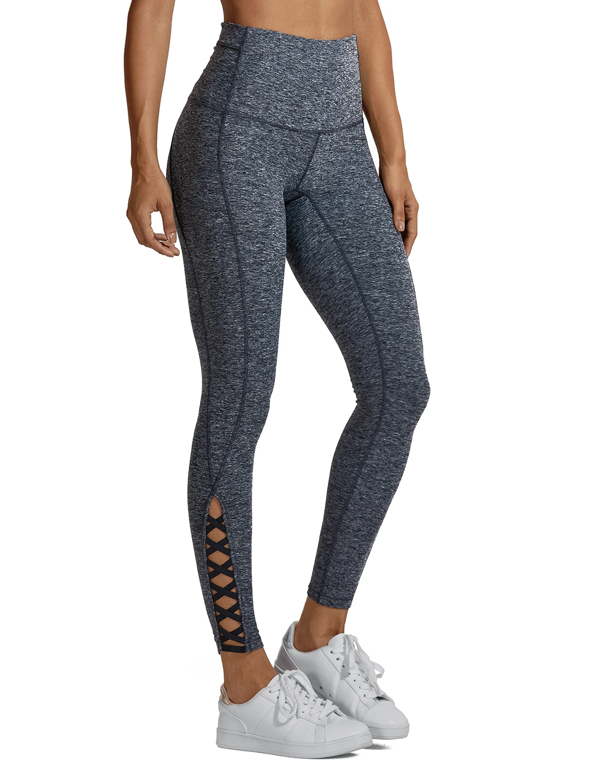 Charcoal Heather01 La Isla Для женщин не просвечивает Высокая Талия Леггинсы пластика Управление 4-стороннее растяжение тренировки колготки для занятий спортом, женские спортивные штаны с карманами - Цвет: Charcoal Heather01