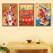 Diy краски по номерам картина рисунок Япония традиционная пользовательская культура искусство Гостиная декоративная висячая живопись