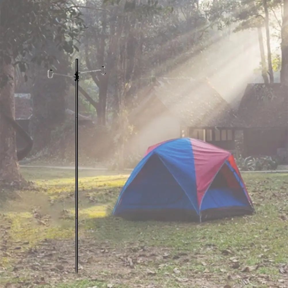 

Lantern Stand Strong Bearing Capacity Black Outdoor Folding Lamp Pole Detachable Ground Bracket Lantern Stand for Camping