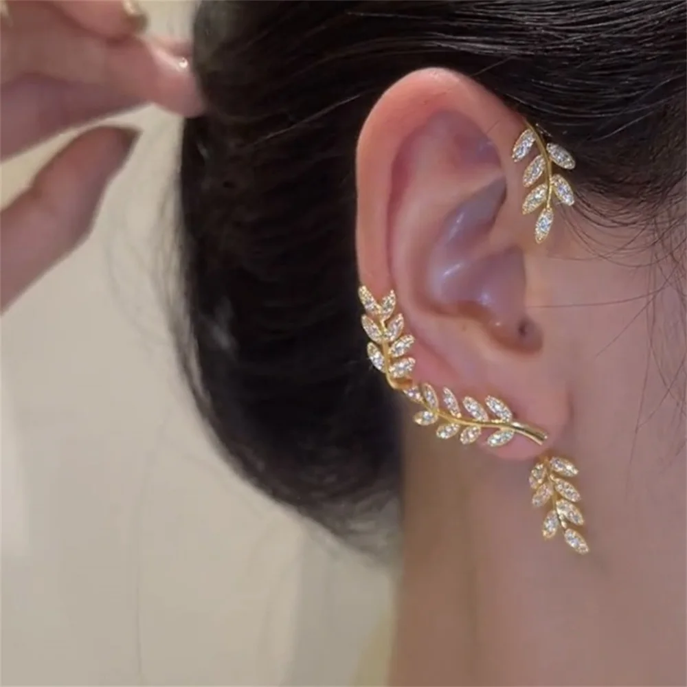 Leaves Zircon Butterfly Ear Clip for Women Girls