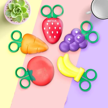 

5 pcs/set Fruit shaped magnetic scissors children handmade cute cartoon scissors strawberry carrot student stationery