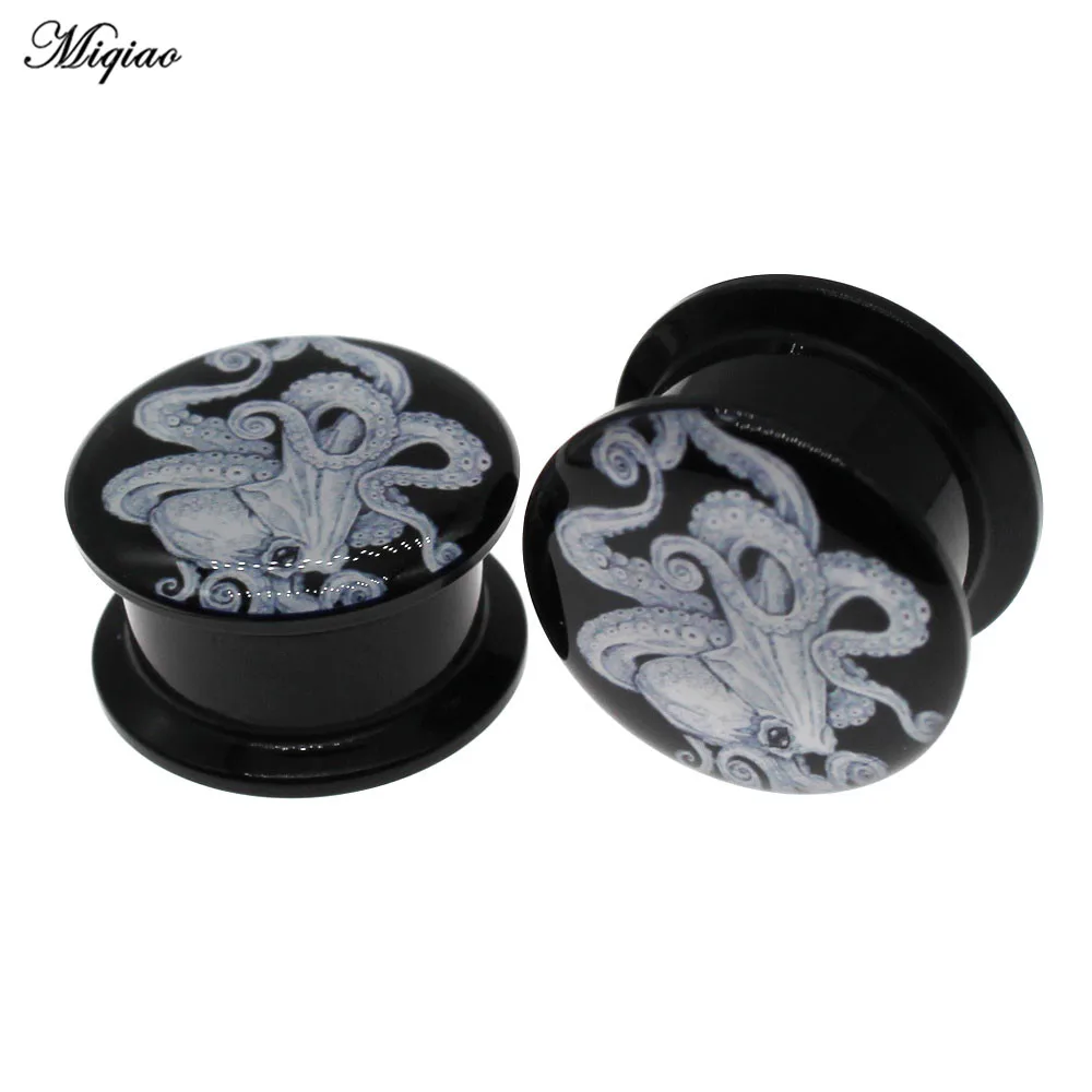 

Miqiao 2pcs Explosive Acrylic Octopus Ear Screw Earplugs 6mm-25mm Exquisite Body Piercing Jewelry