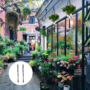 

2pcs Flower Pot Hanger Hand Made Plant Hanging Basket Home Decoration (Black)