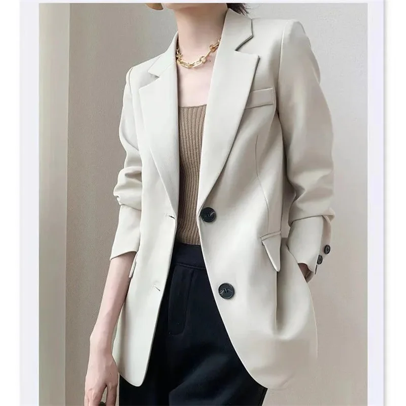 Women Blazer Black 2022 Autumn New Style Korean Temperament Fashion All-Match Design Sense Niche Suit Brown Suit Jacket Female