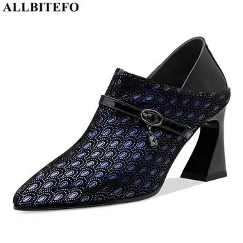 

ALLBITEFO pointed toe fashion natural sheepskin genuine leather women high heel shoes women heels shoes high heels party shoes