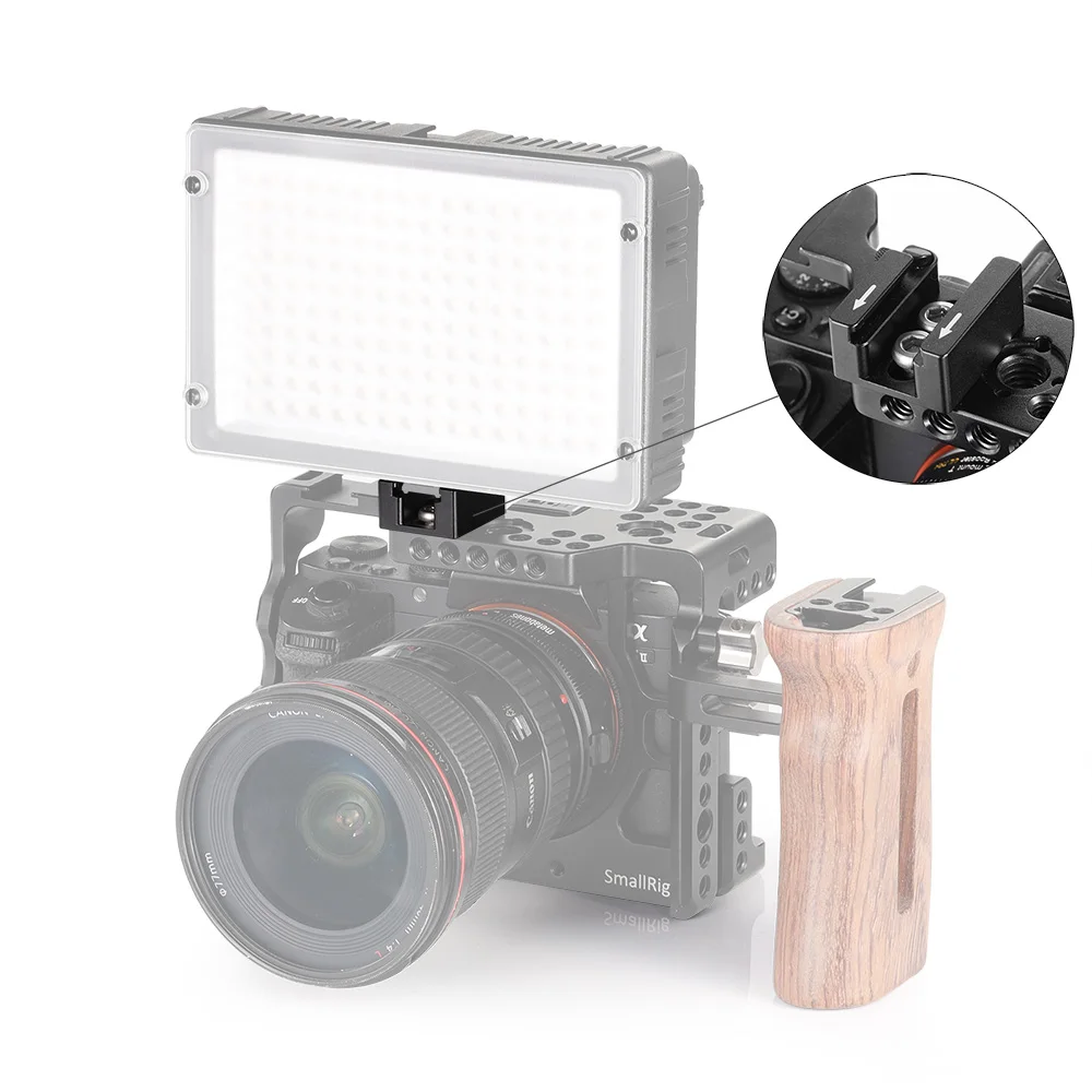 SmallRig 카메라 클램프, 알루미늄 콜드 및 핫 슈 마운트 어댑터, 카메라 조명에 장착하기 위한 1/4 장착 나사 포함, 슈 핸들, 2 개
