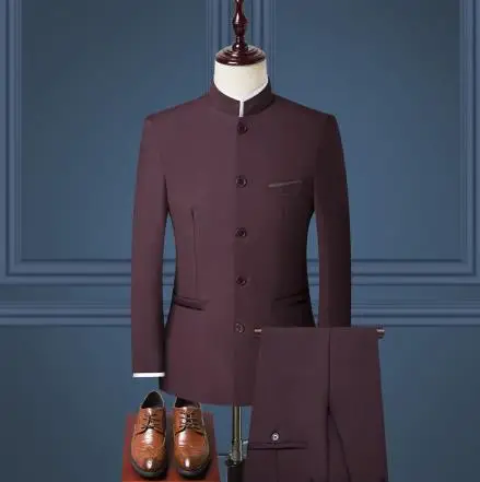 TPSAADE-2020-New-Arrival-Jacket-Pants-Suit-2-Pieces-Chinese-Style-Stand-Collar-Slim-Fit-Simple