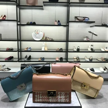 

Women's Woven Chain Shoulder Bag 2020 New Cross Body Bag Color Matching Small Square Bag