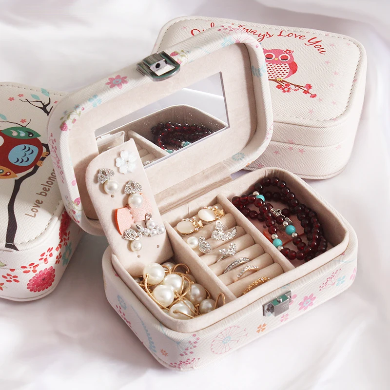 2017 новая Мини Портативная Коробка для ювелирных изделий кольцо серьги