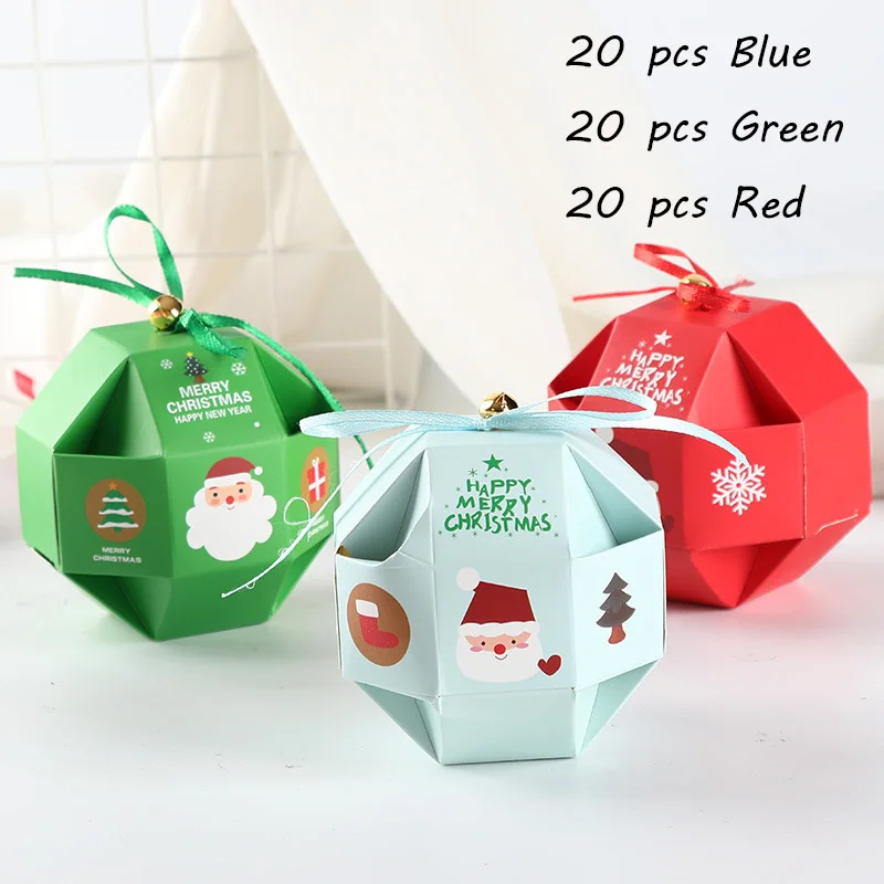 60 pcs-3 Colors 60 шт./партия Рождественская упаковочная коробка Рождественская Подарочная коробка креативная круглая Конфета сумка Декор Новогодняя упаковочная коробка вечерние сувениры - Цвет: 60 pcs-3 Colors